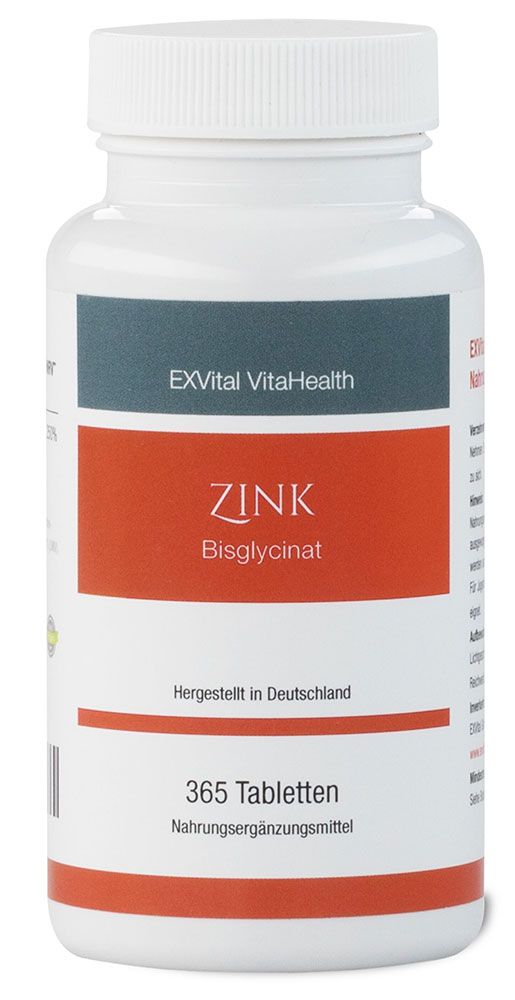 Zink Tabletten? 25 mg Zink-Bisglycinat von EXVital Vitahealth, 365 vegane Tab...