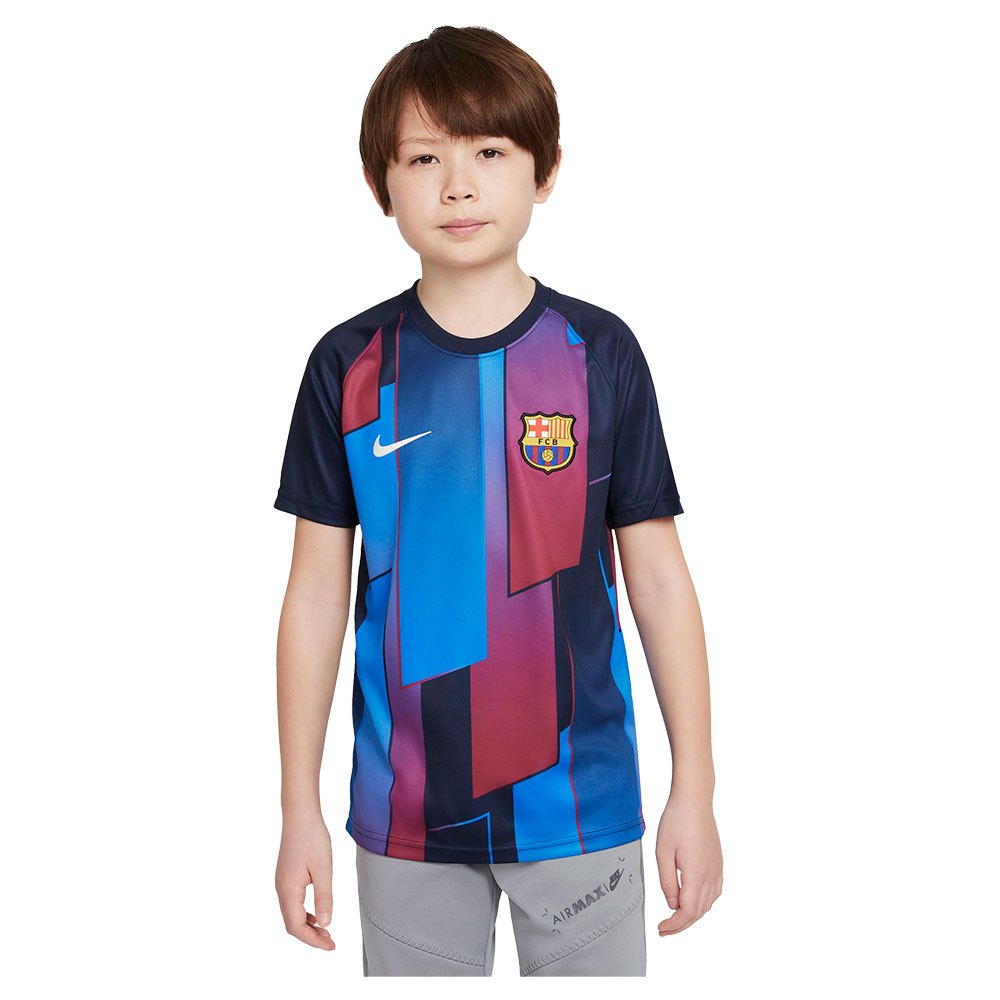 Nike Camiseta Fc Barcelona Pre Partido 21/22 Junior 8-9 Years Soar / Obsidian / Pale Ivory