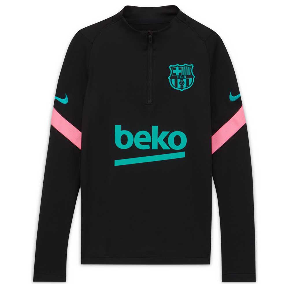 Nike Camiseta Fc Barcelona Strike 20/21 Junior 7-8 Years Black / Black / Pink Beam / New Green