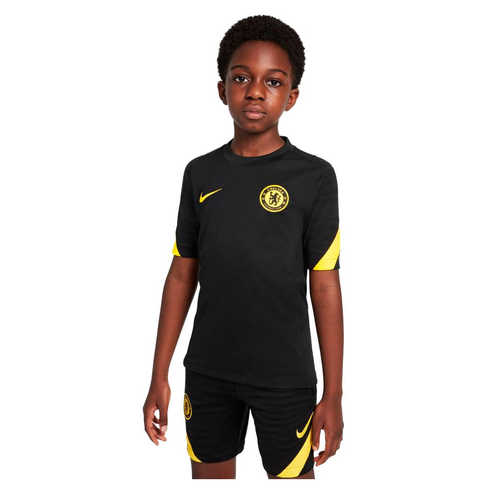 Nike Camiseta Chelsea Fc Strike 21/22 Junior 13-15 Years Black / Opti Yellow / Opti Yellow