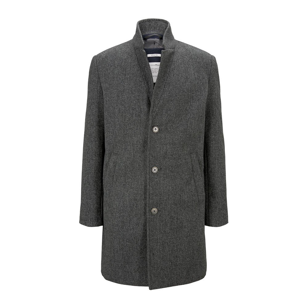 Tom Tailor Wool Blend Turtleneck Coat S Grey Melange Twill