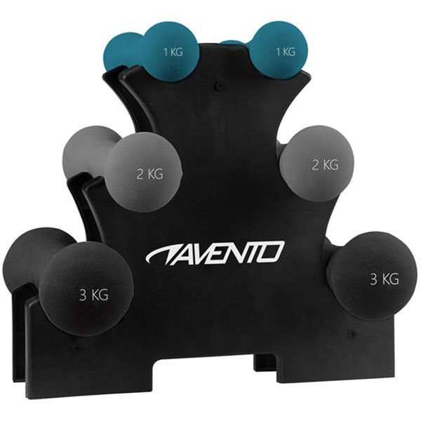 Avento Hand Weight Set With Rack One Size Black / Grey / Blue