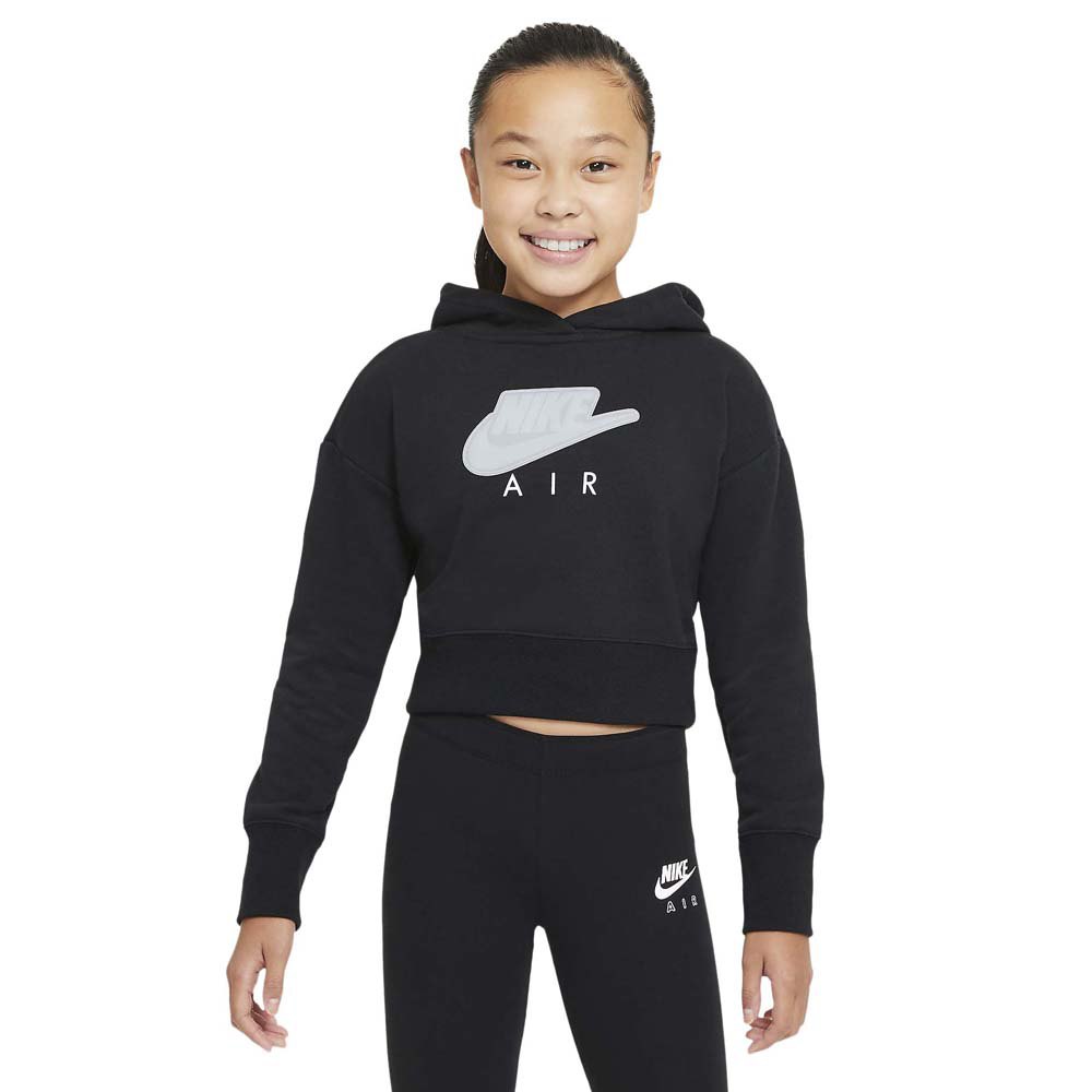 Nike Air Cropped French Terry Hoodie Noir 13-15 Years