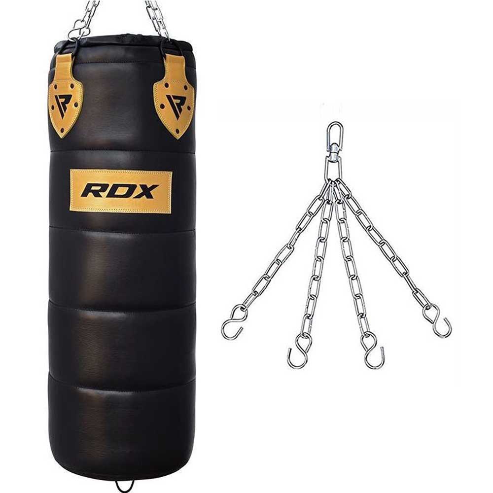 Rdx Sports Sac De Frappe Pro Leather 4ft 122 cm Black / Golden