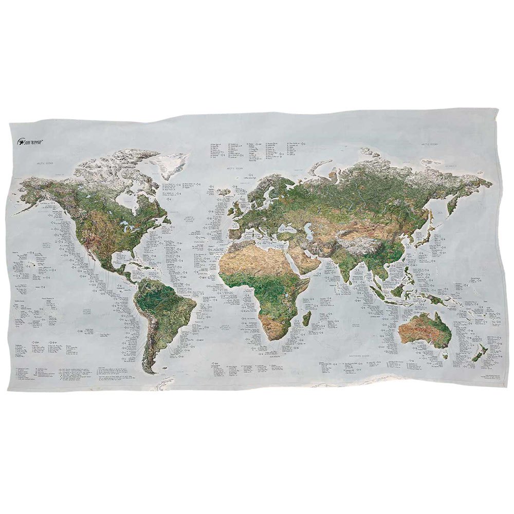 Awesome Maps Surftrip Map Green Edition Towel Best Surf Beaches Of The World Green Edition Multicolore