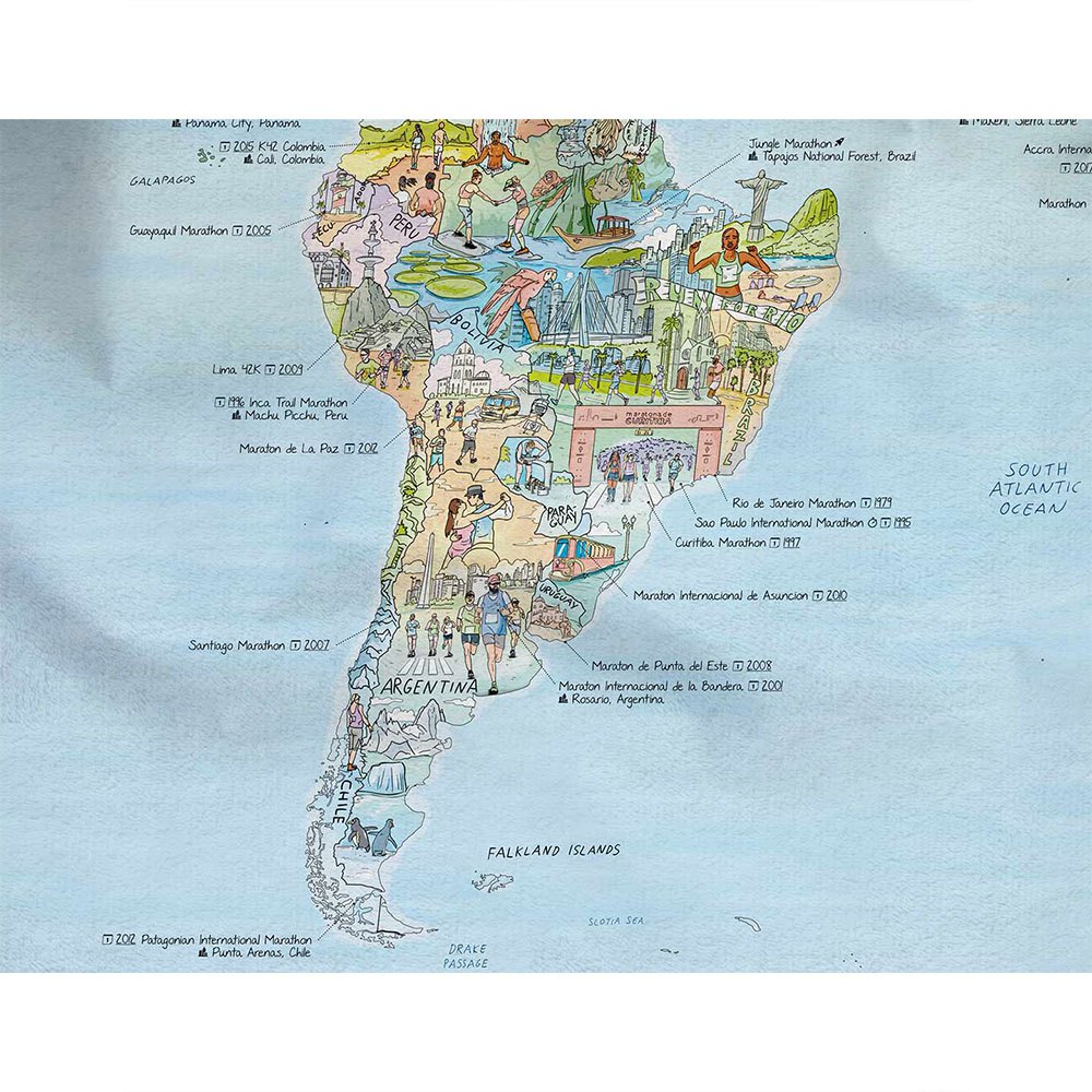 Awesome Maps Running Map Towel Bleu