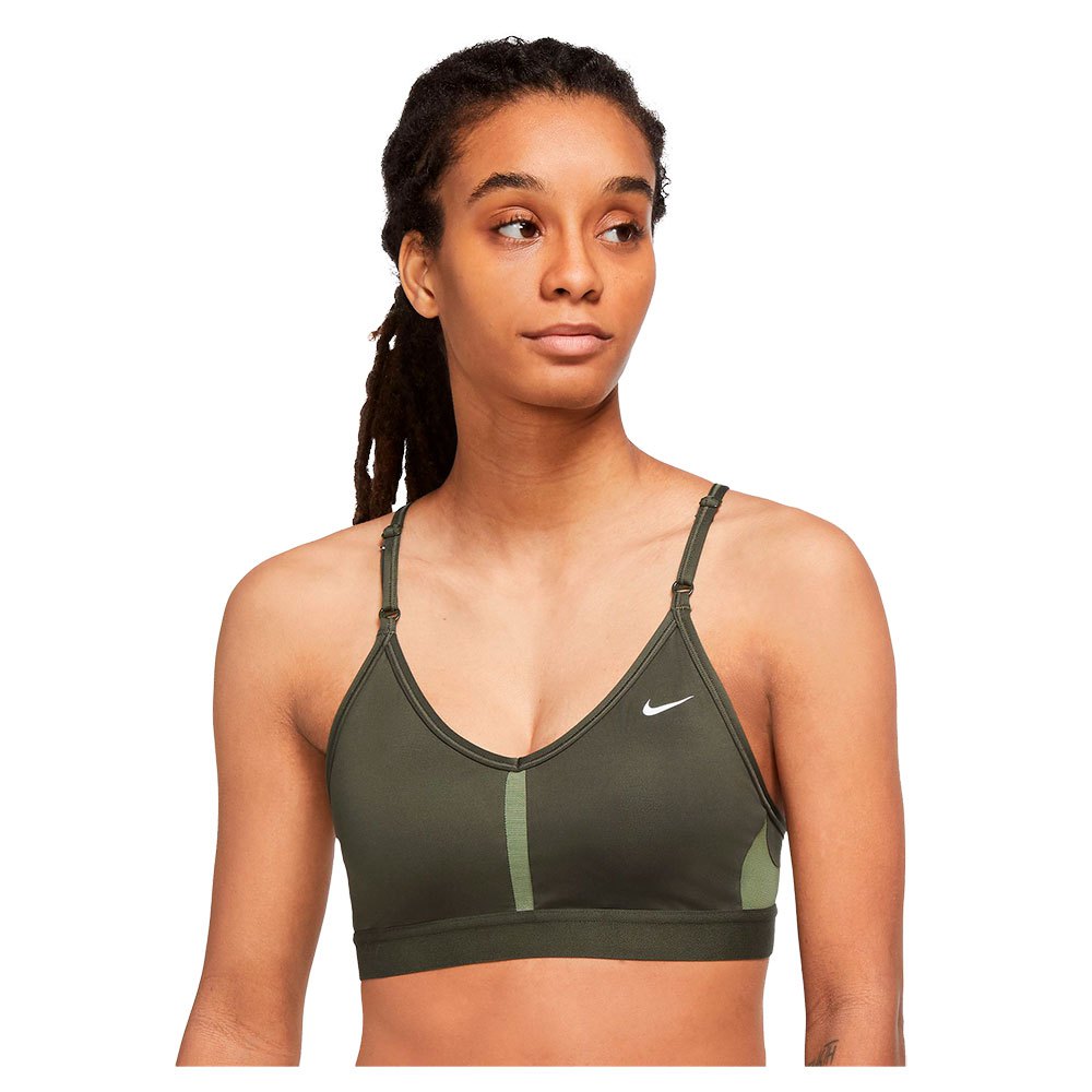 Nike Dri Fit Indy Light-support Padded V-neck Top Vert L Femme