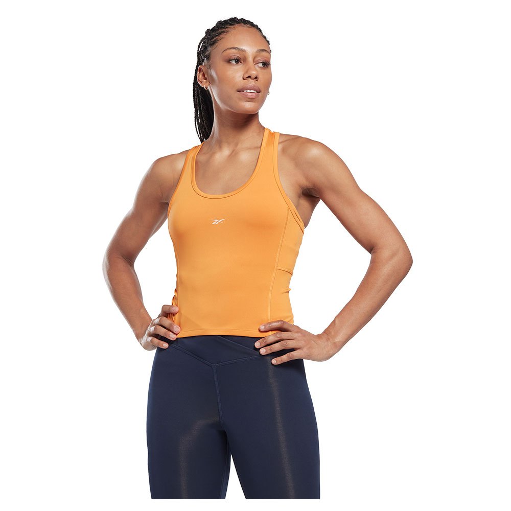 Reebok Workout Ready Simple Polyester Sleeveless T-shirt Orange L Femme