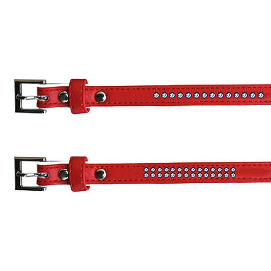 Freedog Leatherette Collar With Diamonds Rouge 13 mm x 25 cm