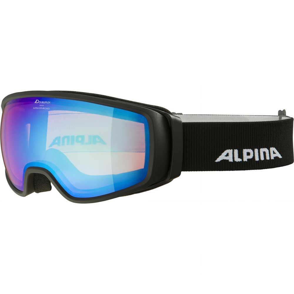 Alpina Double Jack Q Lite Ski Goggles Noir Mirror Blue/CAT2