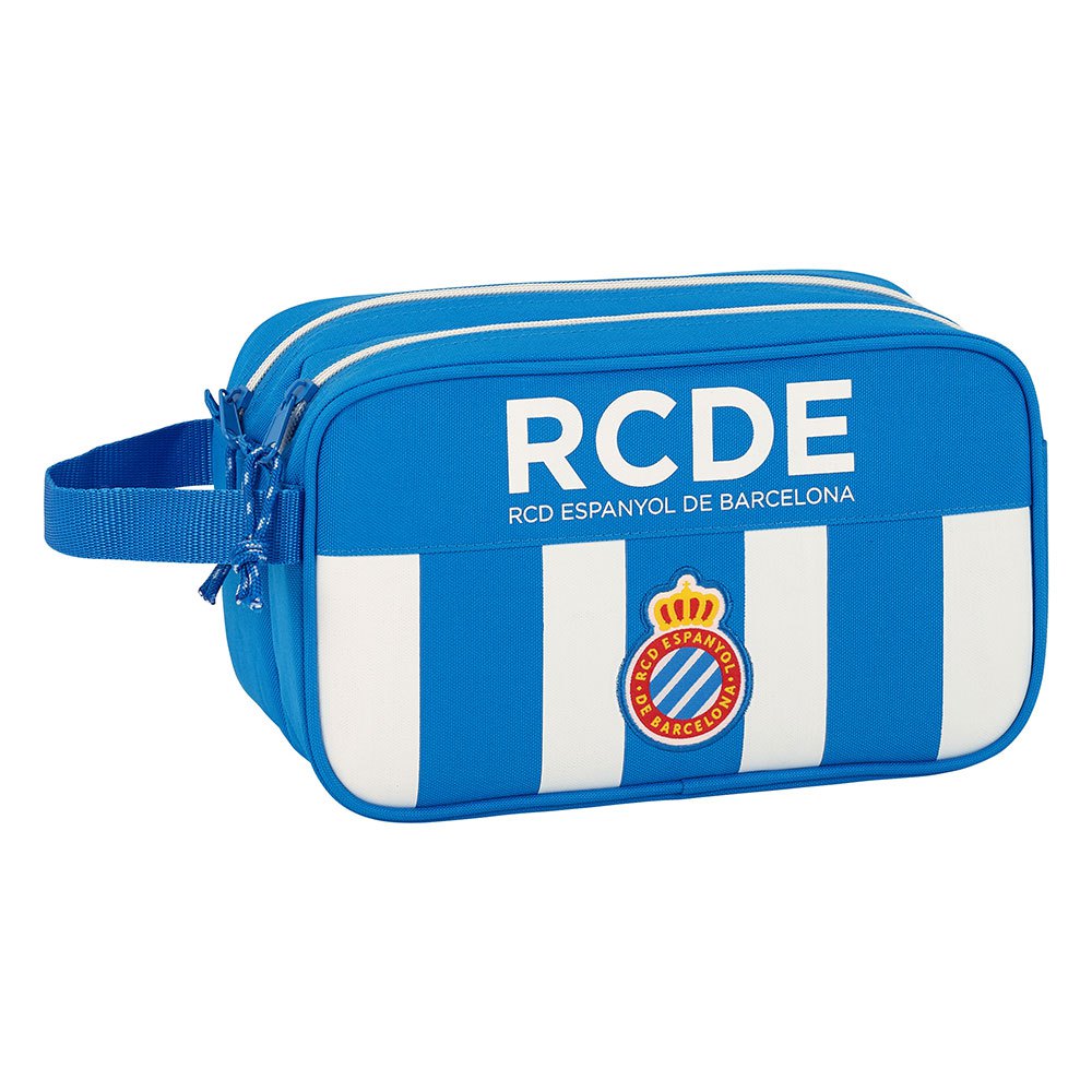 Safta Rcd Espanyol 2 Zippers 4.9l Wash Bag Blanc,Bleu
