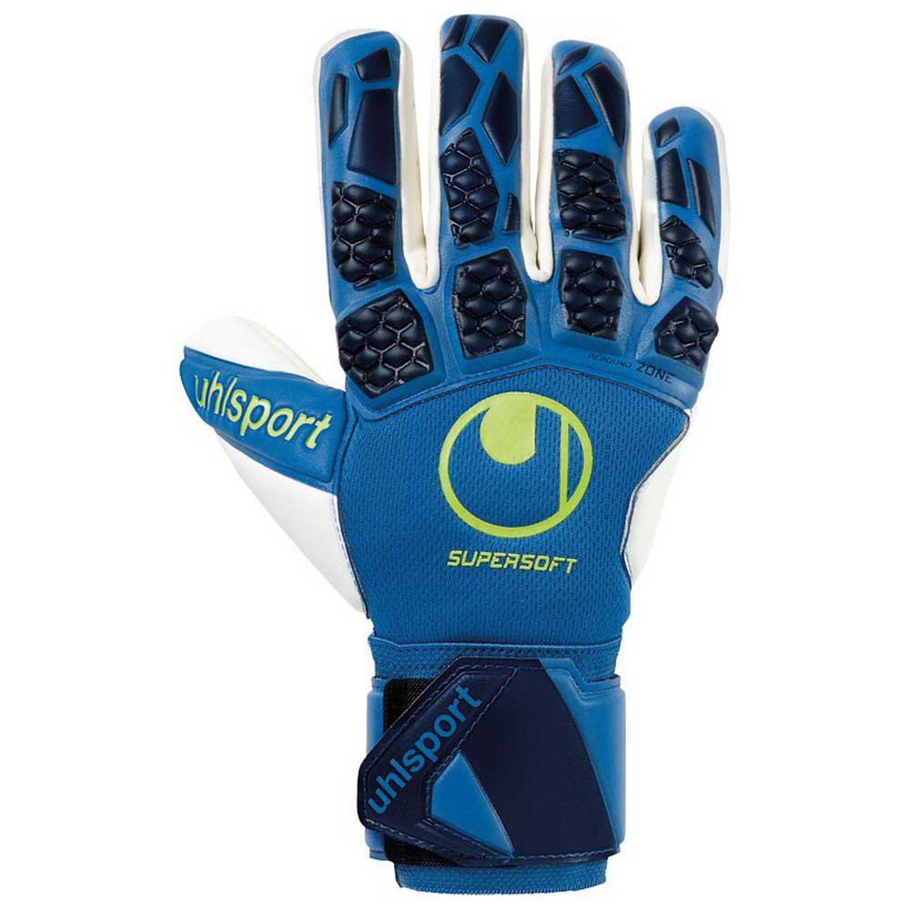 Uhlsport Hyperact Supersoft Half Negative Goalkeeper Gloves Bleu 4.5