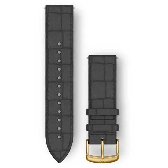 Garmin Bracelet En Cuir à Dégagement Rapide 20mm One Size Black Embossed / Gold