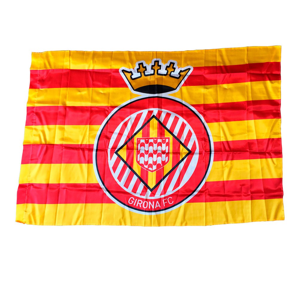 Girona Fc Senyera With Crest Of Girona Fc Flag Jaune