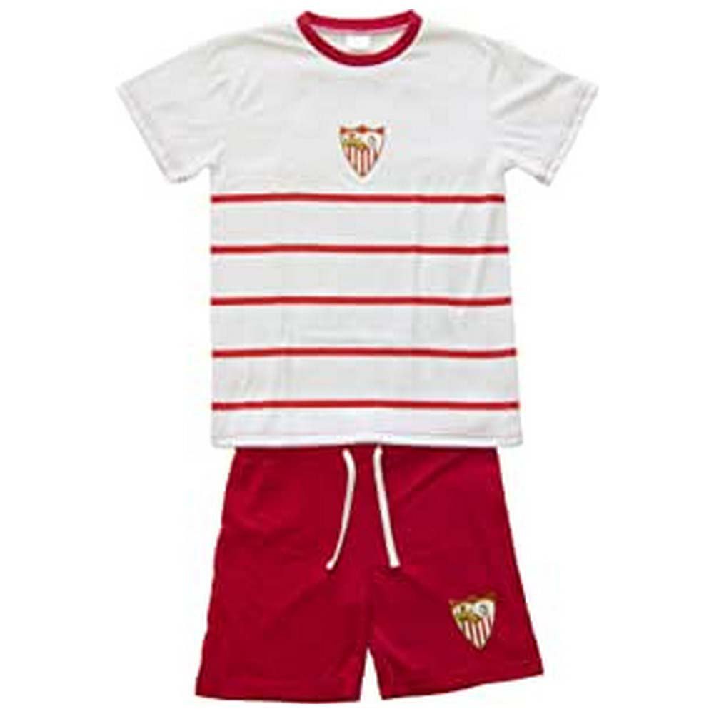Sevilla Fc Striped Junior Short Sleeve Pyjama Rouge 12 Years