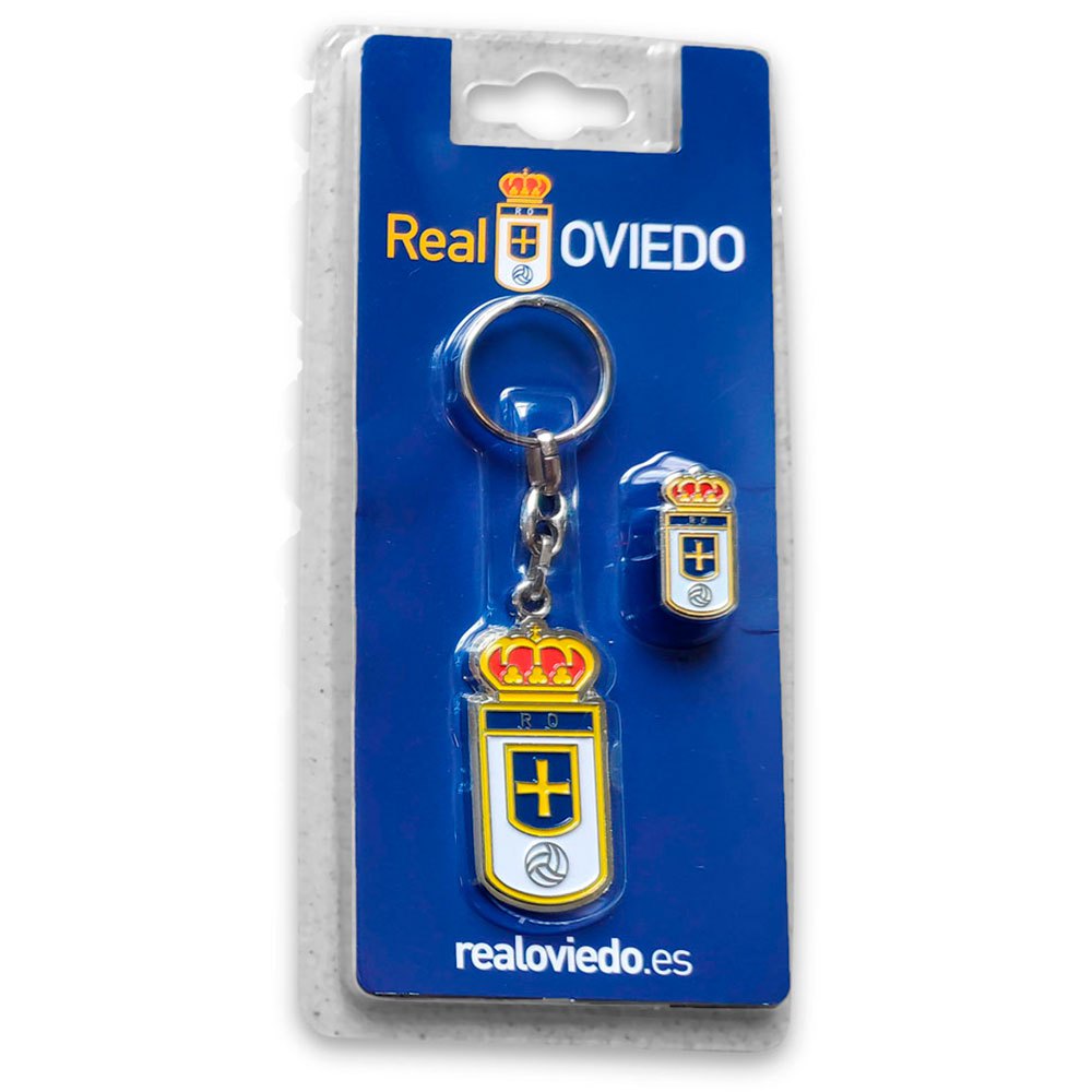 Real Oviedo Crest + Pin Key Ring Bleu