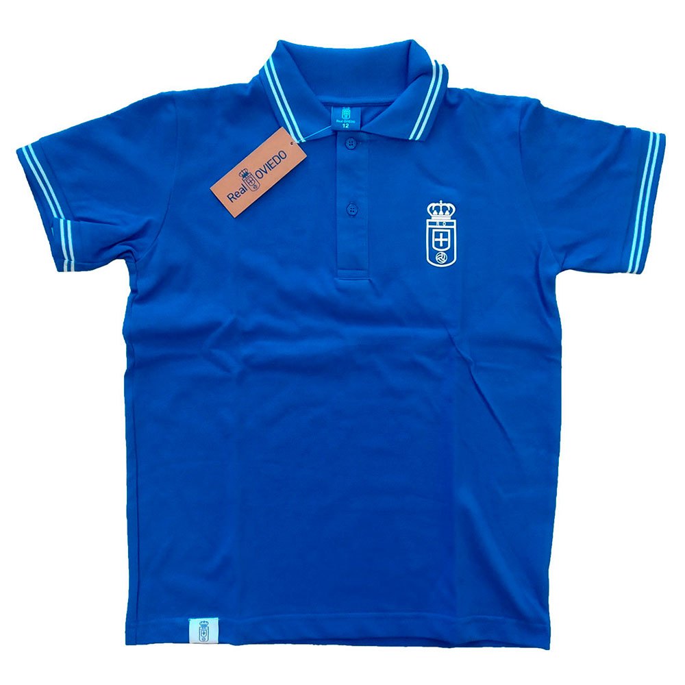 Real Oviedo Crest Junior Short Sleeve Polo Shirt Bleu 12 Years