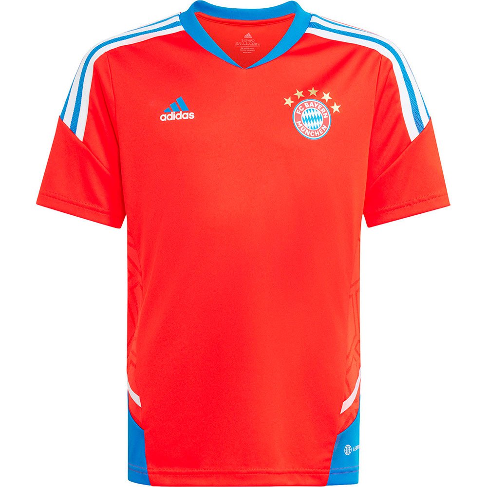 Adidas Fc Bayern Munich 22/23 Junior Short Sleeve T-shirt Travel Rouge 13-14 Years
