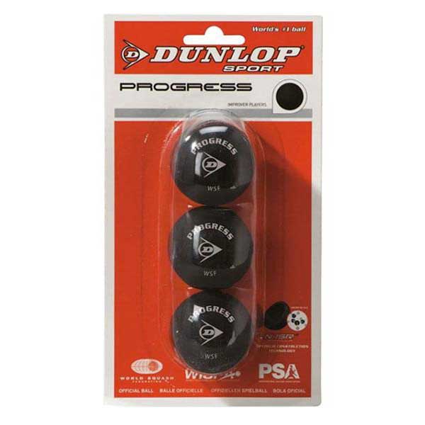 Dunlop Balles Squash Progress 3 Balls Black