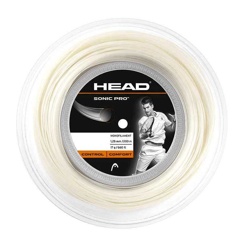 Head Racket Sonic Pro 200 M Tennis Reel String Blanc 1.30 mm