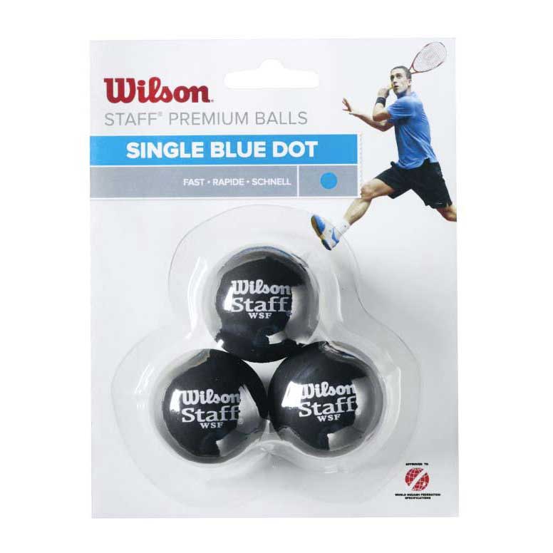Wilson Staff Fast Single Blue Dot Squash Balls Noir 3 Balls