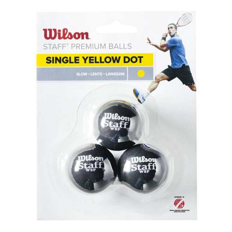 Wilson Staff Slow Single Yellow Dot Squash Balls Noir 3 Balls