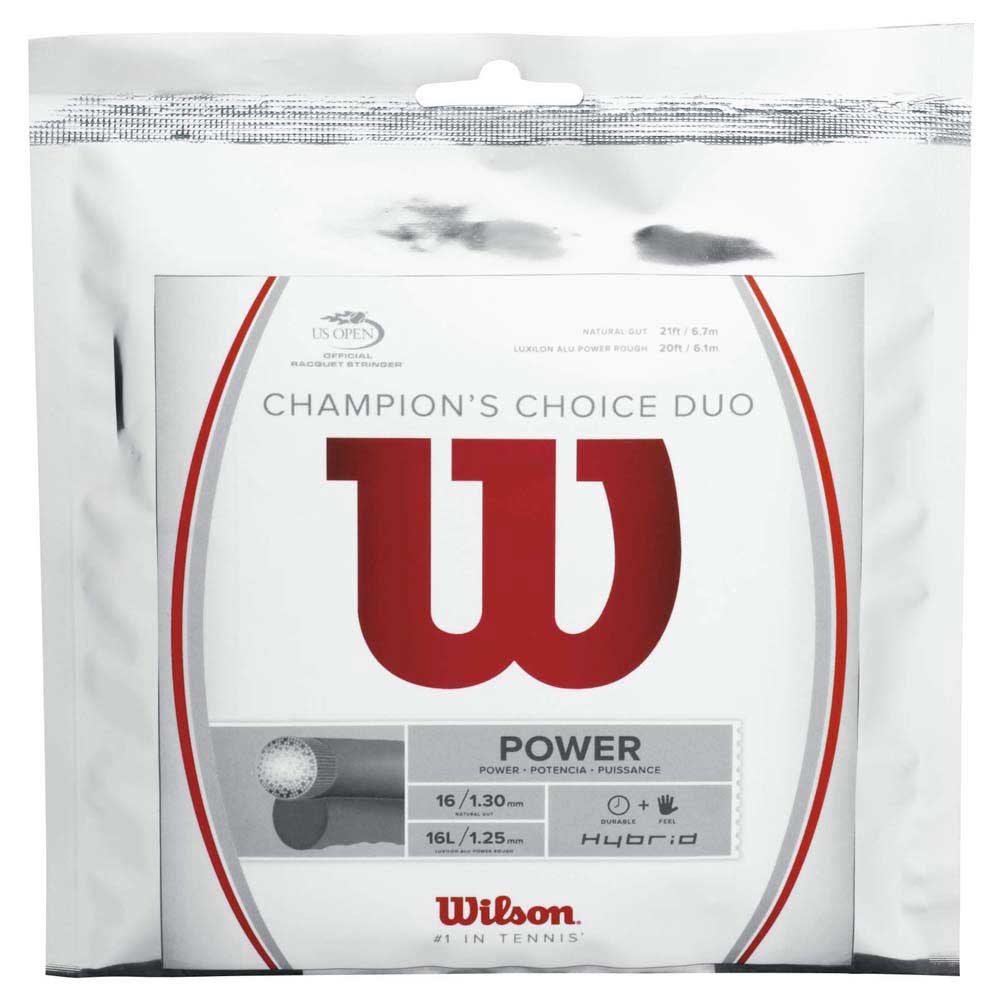 Wilson Champions Choice Duo Hybrid 12.2 M Tennis Single String Argenté 1.30 mm / 1.25 mm