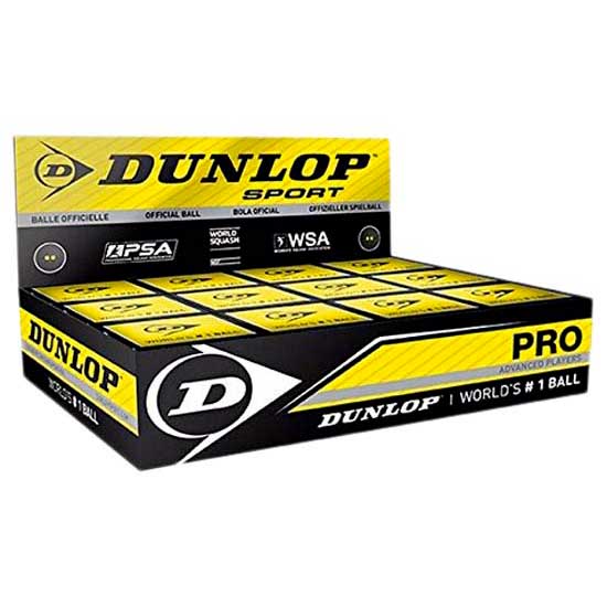Dunlop Pro Double Yellow Dot Squash Balls Box Noir 12 Balls