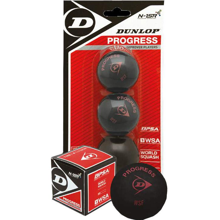 Dunlop Progress Single Red Dot Squash Balls Box Noir 12 Balls