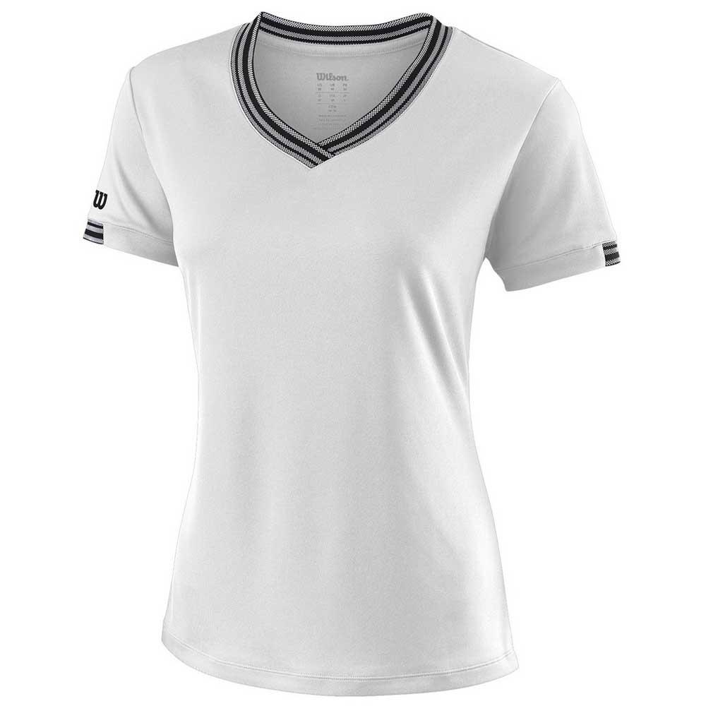 Wilson Team V Neck Short Sleeve T-shirt Blanc L Femme