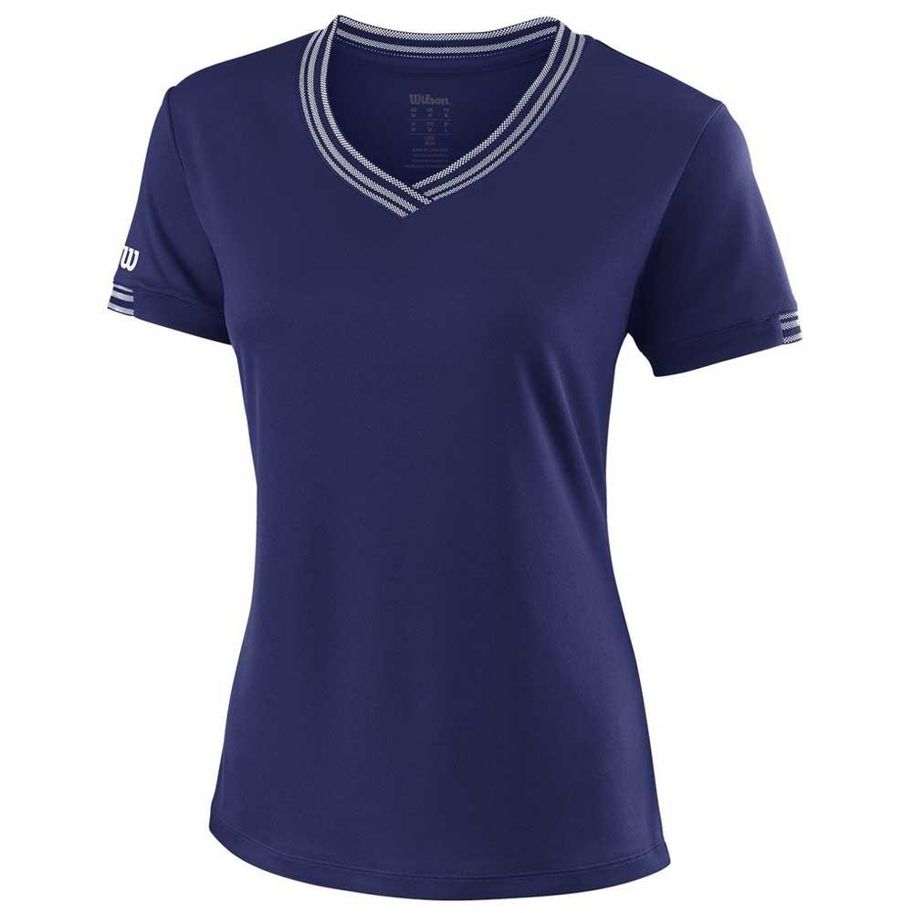 Wilson Team V Neck Short Sleeve T-shirt Bleu L