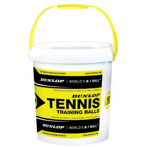 Dunlop Training Tennis Balls Bucket Jaune,Blanc 60 Balls