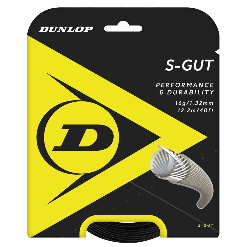 Dunlop S Gut 12 M Tennis Single String Jaune,Noir 1.25 mm