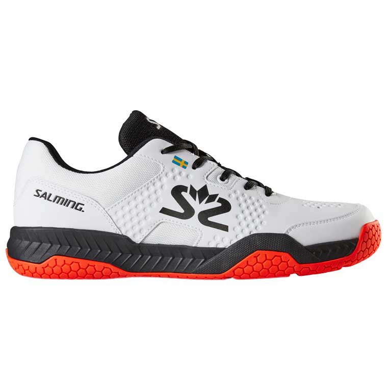 Salming Des Chaussures Hawk Court EU 42 2/3 White / Black / New Flame Red