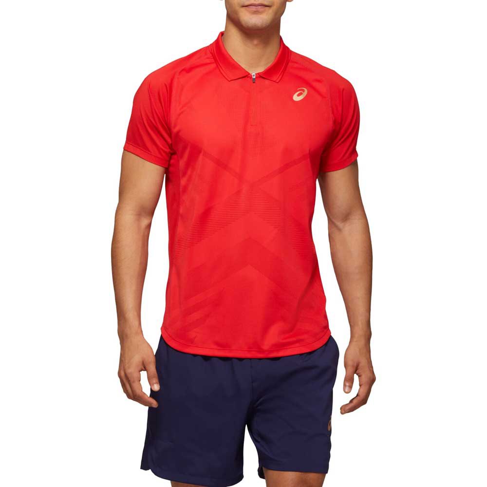 Asics Polo à Manches Courtes Tennis XS Classic Red
