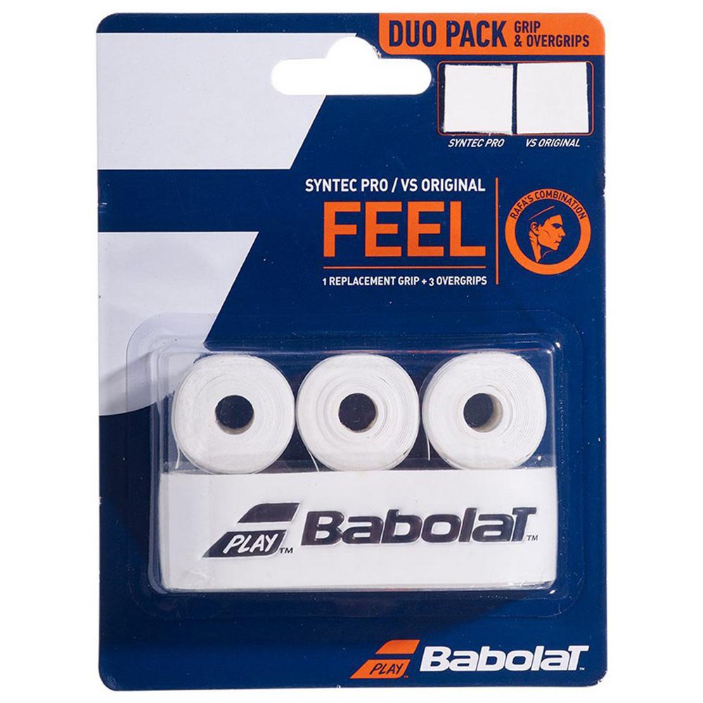 Babolat Syntex Pro Tennis Grip 1 Unit+vs Original Tennis Overgrip 3 Units Blanc