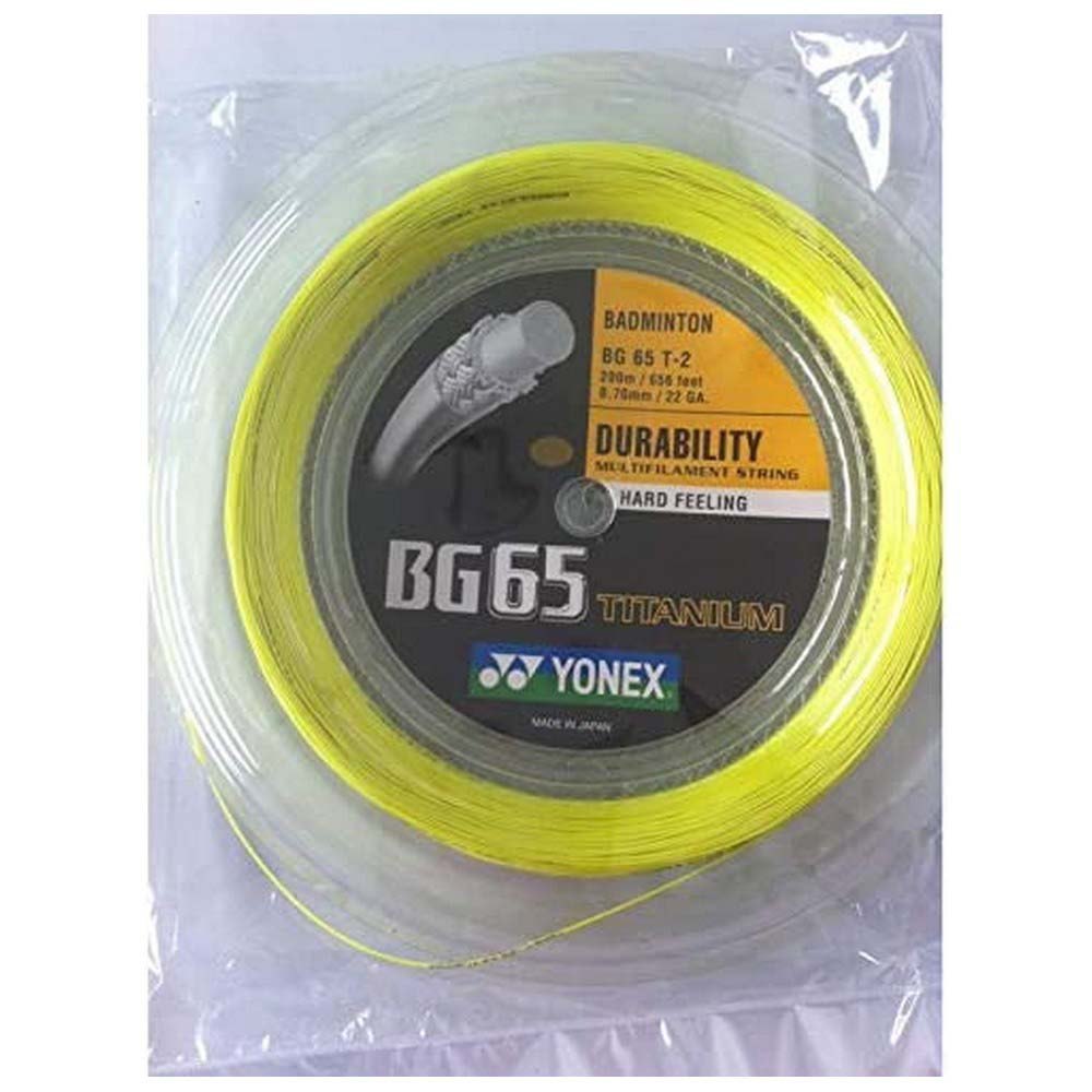 Yonex Bg 65 Titanium 200 M Badminton Reel String Jaune 0.70 mm