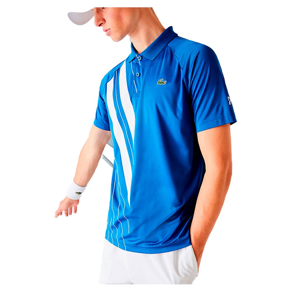 Lacoste Sport Djokovic Stretch Ribbed Short Sleeve Polo Shirt Bleu S