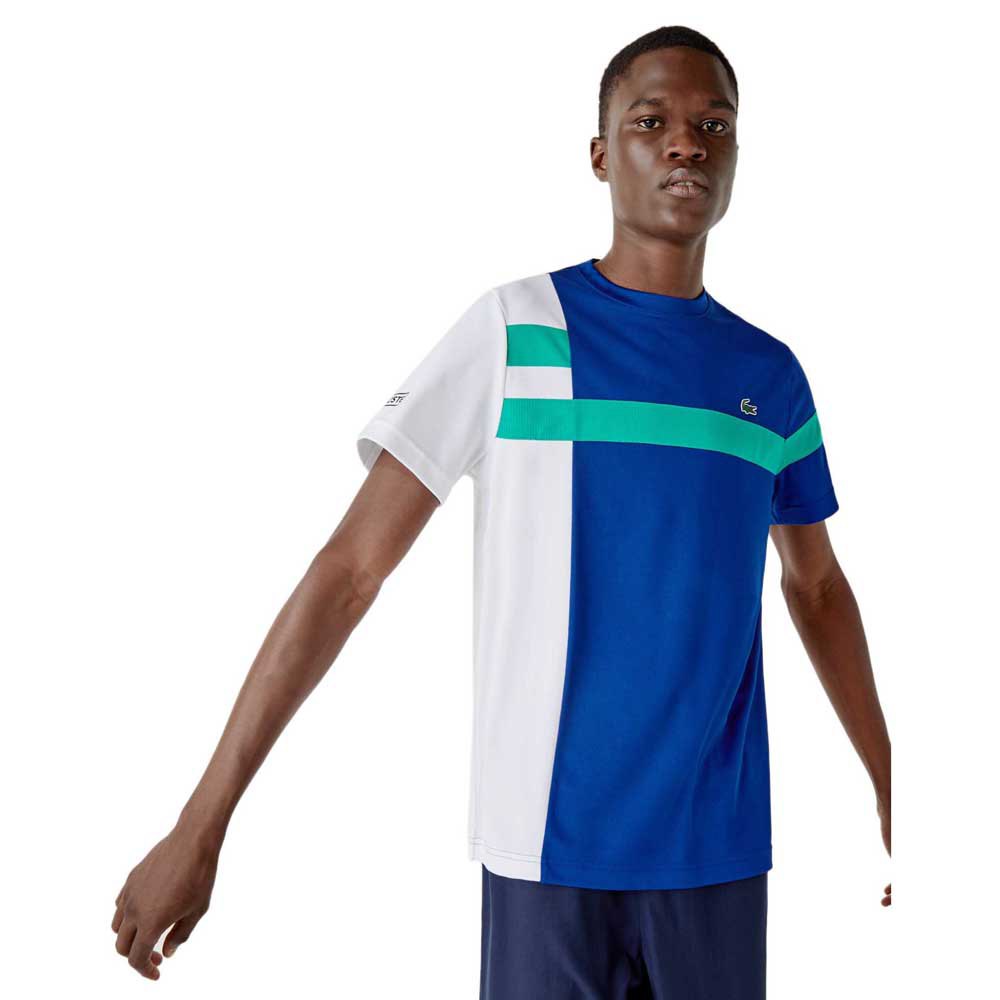 Lacoste Sport Colourblock Breathable Pique Short Sleeve T-shirt Blanc,Bleu M Homme