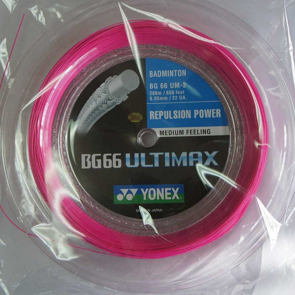 Yonex Corde De Bobine De Badminton Bg 66 Ultimax 200 M 0.65 mm Neon Pink