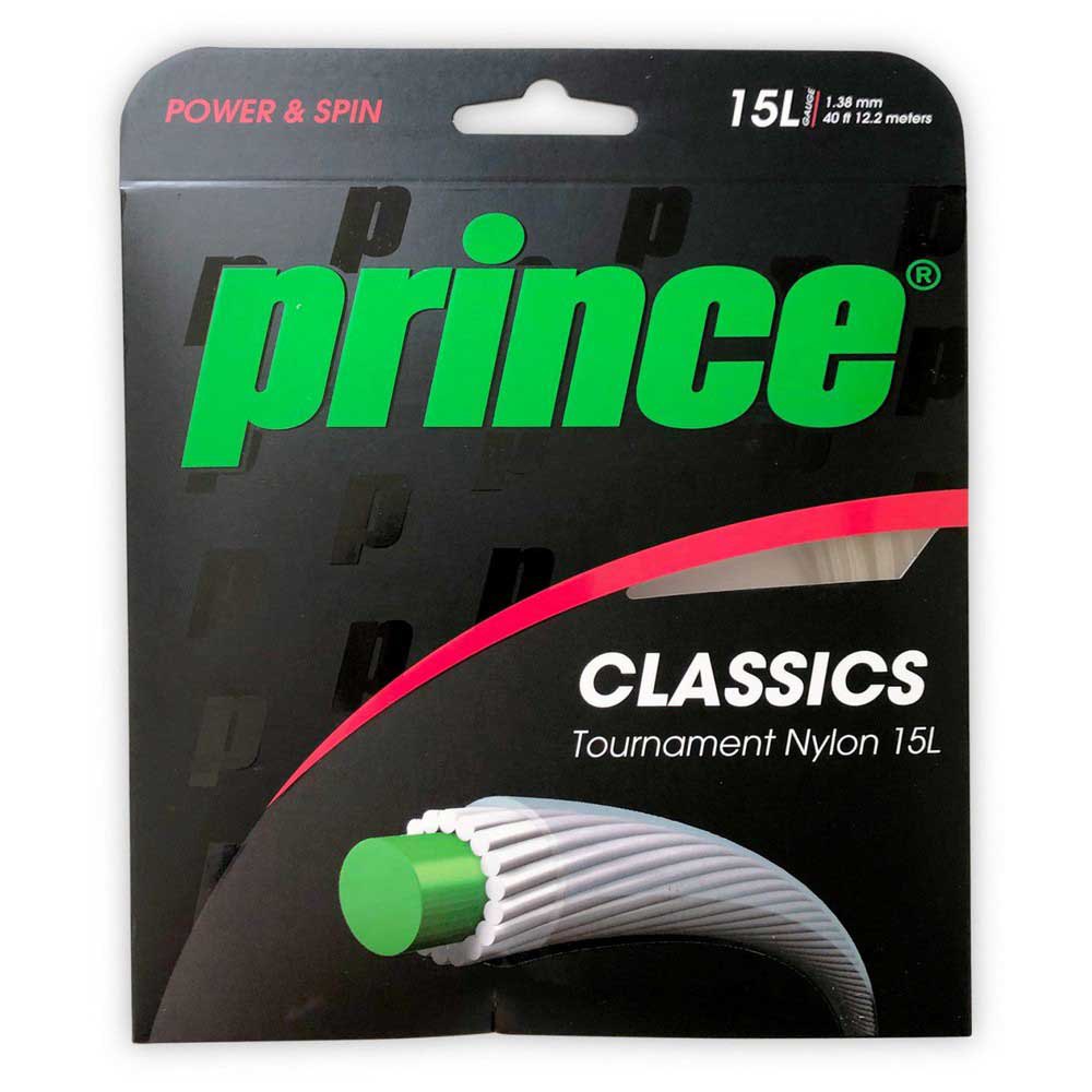 Prince Tournament Nylon 12.2 M Tennis Single String Argenté 1.38 mm