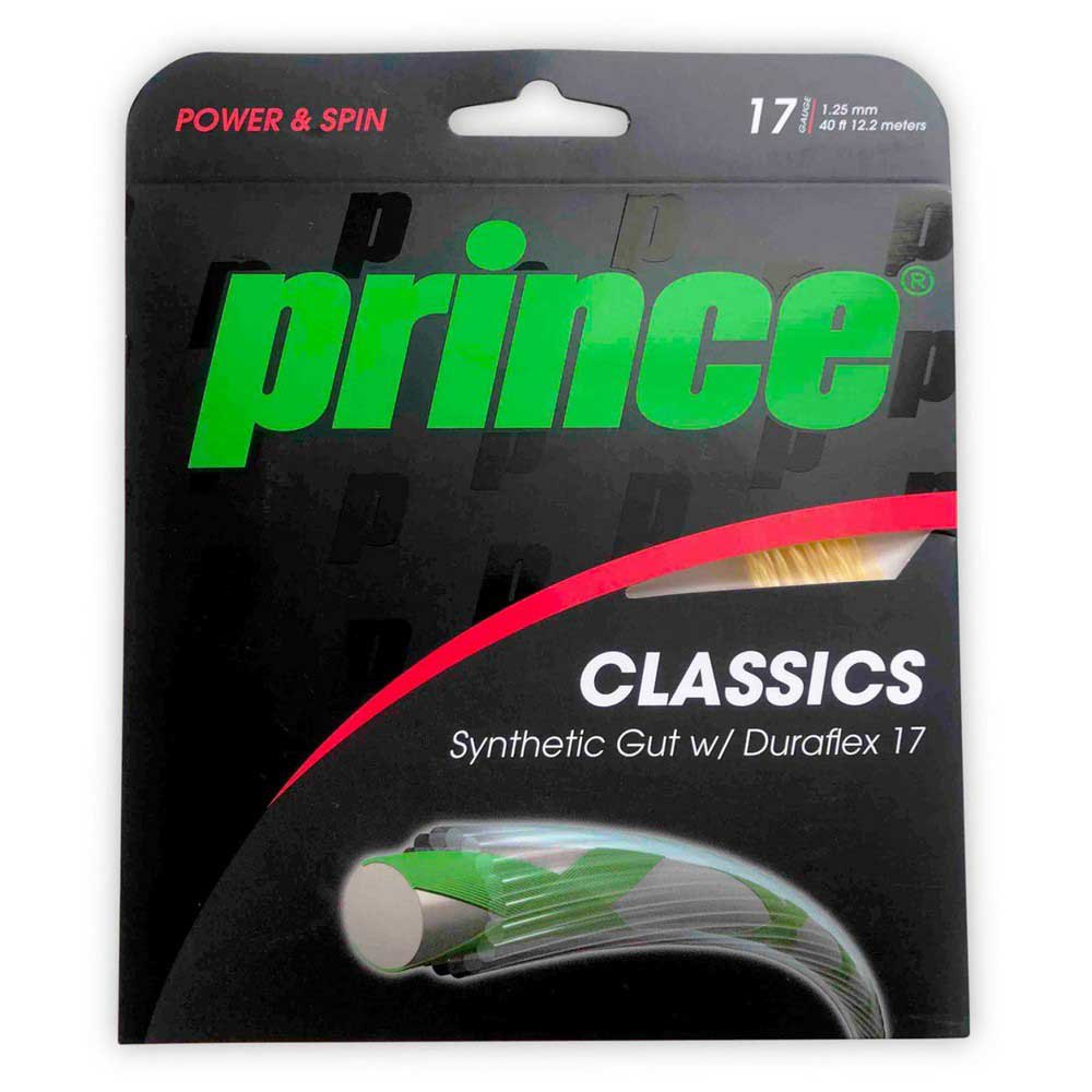 Prince Synthetic Gut Duraflex 12.2 M Tennis Single String Argenté 1.25 mm