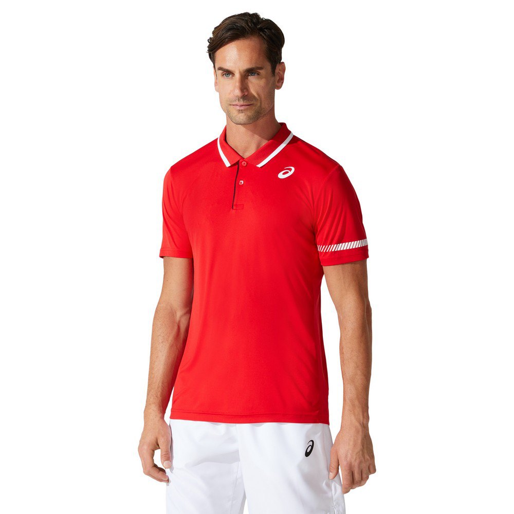 Asics Court Short Sleeve Polo Shirt Rouge XL Homme