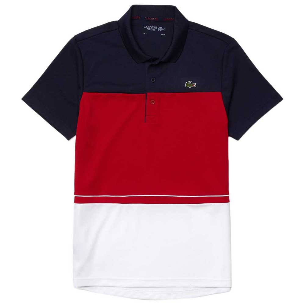 Lacoste Sport Lettered Breathable Colorblock Short Sleeve Polo Shirt Rouge S