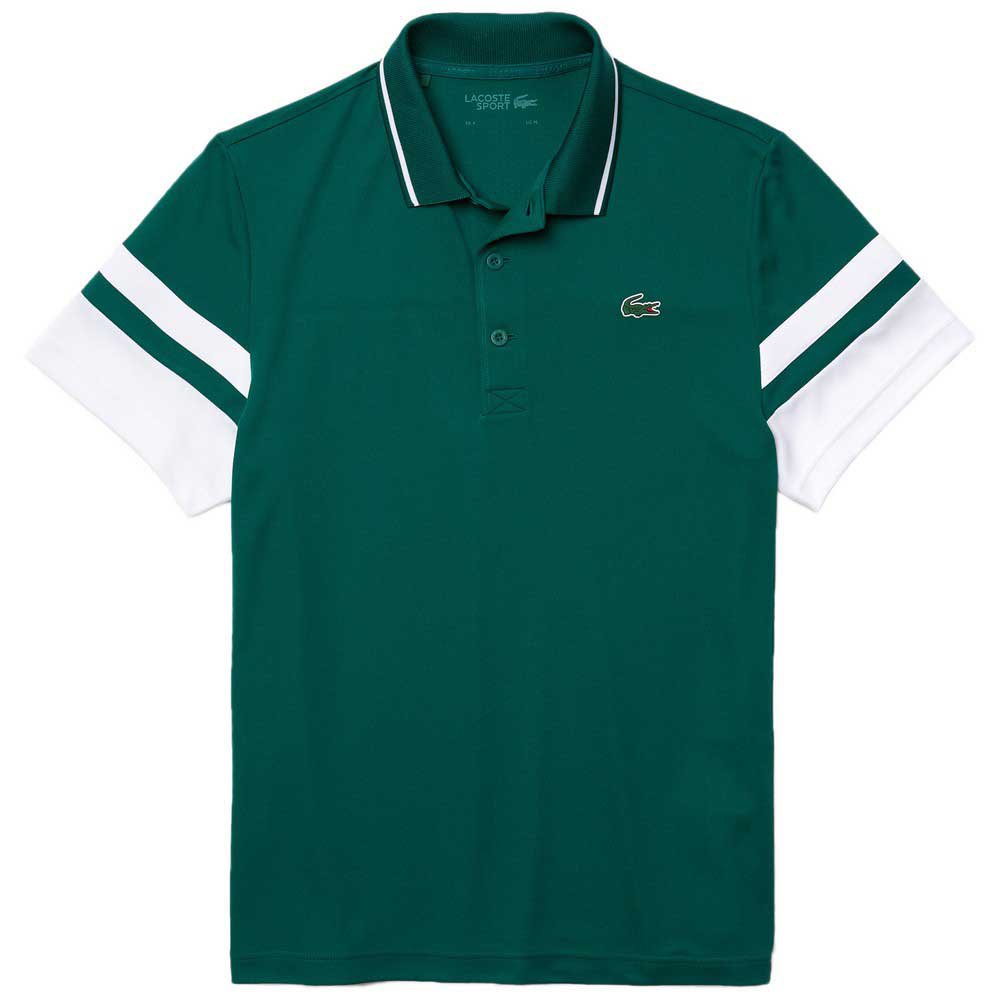 Lacoste Sport Striped Sleeves Breathable Piqué Short Sleeve Polo Shirt Vert S Homme