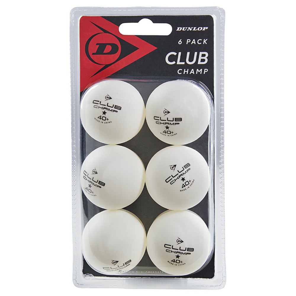 Dunlop Balles De Tennis De Table Club Champ 40+ Mm 6 Balls White