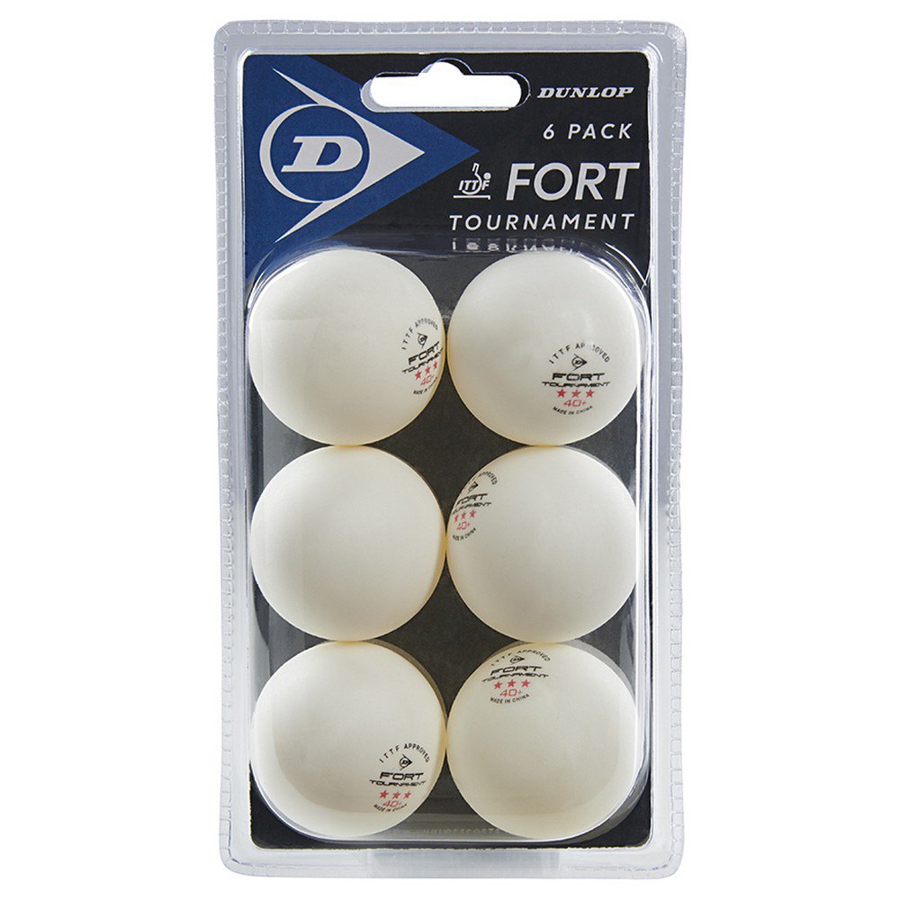 Dunlop Balles De Tennis De Table Fort Tournament 40+ Mm 6 Balls White / White