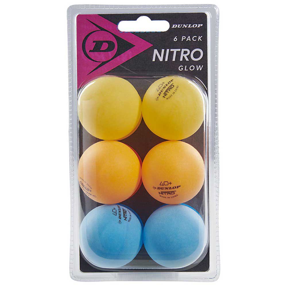 Dunlop Nitro Glow 40+ Mm Table Tennis Balls Jaune,Orange,Bleu 6 Balls