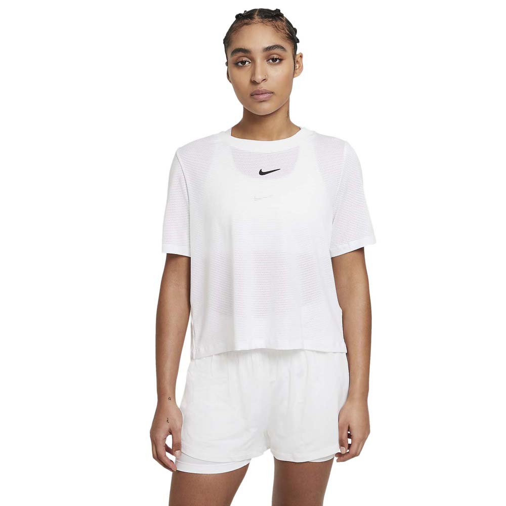 Nike Court Advantage Short Sleeve T-shirt Blanc L Femme