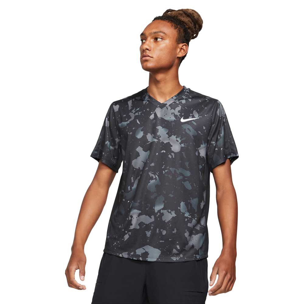 Nike T-shirt à Manches Courtes Court Dri Fit Victory Printed M Black / Black / Black / White